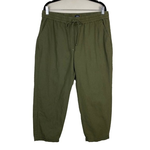 J. Crew Pants - J. Crew Joggers Women’s Size 14 Linen Blend Straight Leg Green Style AW839